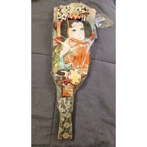 NIP Vintage Geisha Japanese Hagoita Wooden Badminton Paddle READ